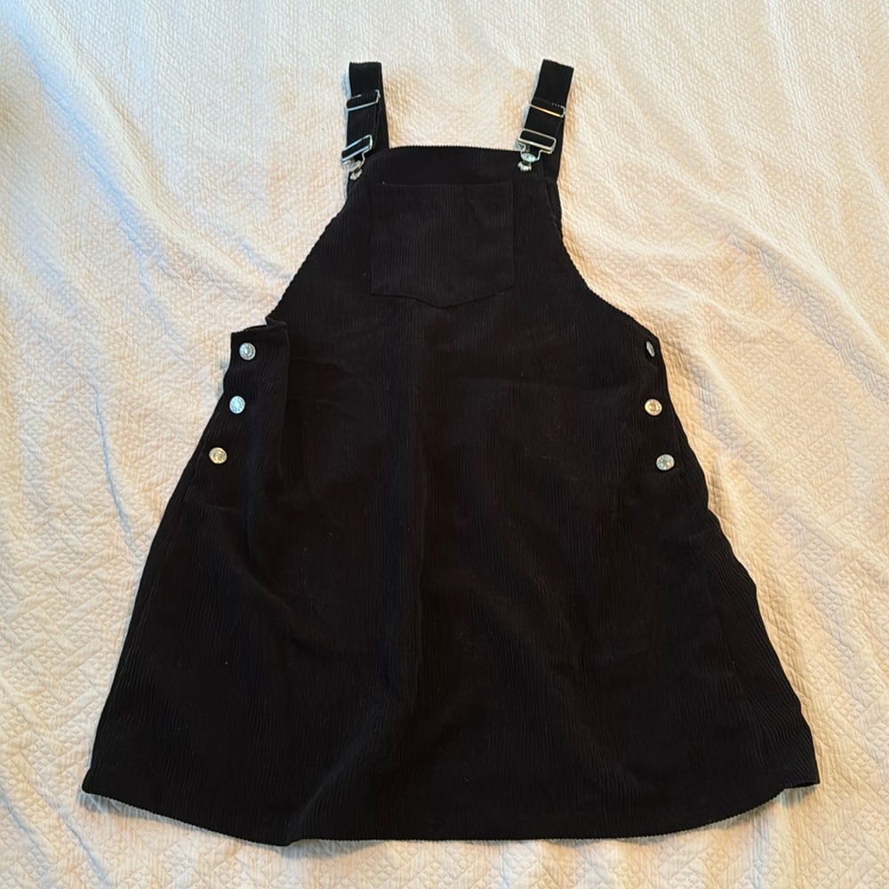 SHEIN Black Corduroy Pinafore Midi Dress